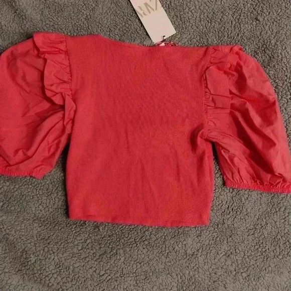 🆕 Zara Puff Sleeve Square Neck Top sz M - Picture 5 of 6